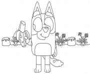 Printable bluey eat a banana coloring pages