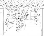 Printable no peeking bluey sleep with family coloring pages