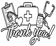 Printable thank you healthcare workers for your work coloring pages
