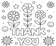 Printable thank you flowers sun coloring pages