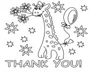 Printable thank you giraffe coloring pages