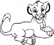 Printable Young Simba on the Ground coloring pages