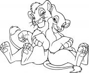 Printable Simba and Nala Back to Back coloring pages