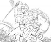 Printable Tanjiro and Nezuko in battle demon slayer coloring pages