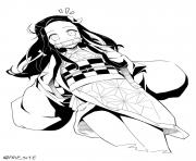 Printable Strong Nezuko demon slayer coloring pages