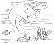 Printable cool dolphin with bezel coloring pages