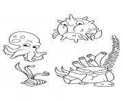 Printable the meeting of the fish and octopus coloring pages