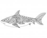 Printable adult mandala shark coloring pages