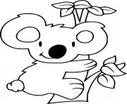 Printable Baby Koala on the Tree coloring pages