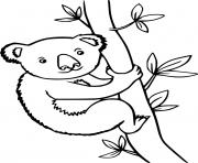 Printable Funny Koala Climbing the Tree coloring pages