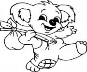 Printable Cartoon Running Koala coloring pages