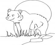 Printable Brown Bear in the Moon Night coloring pages