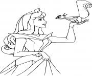 Printable Princess Aurora and a Squirrel coloring pages