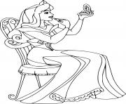 Printable Princess Aurora Doing Her Making Up coloring pages