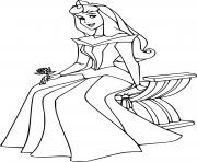 Printable Aurora Sits on the Bench Disney Princess coloring pages