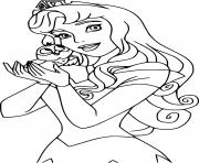 Printable Aurora Holds a Little Bird Disney Princess coloring pages