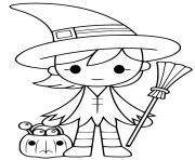 Printable cute Witch Trick or Treater coloring pages