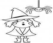 Printable Cute Witch and Spider coloring pages