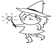 Printable Cute Witch With Wand coloring pages