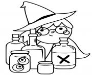 Printable Nerdy Witch magic coloring pages