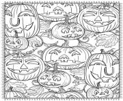 Printable Pumpkin Faces Halloween Adult coloring pages