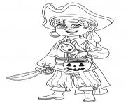 Printable boy in pirate costume coloring pages