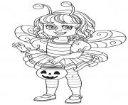 Printable girl in bumblebee costume coloring pages