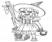 Printable girl in witch costume coloring pages