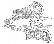 Printable zentangle bat coloring pages