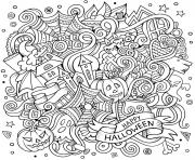 Printable halloween doodle coloring pages