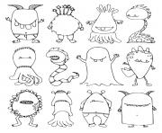 Printable family monsters coloring pages