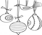Printable Three Ornaments and a Bird coloring pages