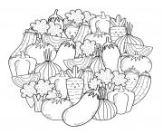 Printable thanksgiving mandala vegetables food coloring pages