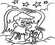 Printable Baby Angel and a Puppy coloring pages