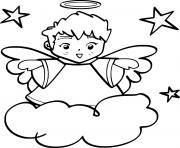 Printable Baby Angel on Cloud coloring pages