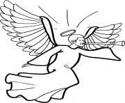 Printable Flying Angel Playing Horn coloring pages