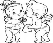 Printable Boy Cupid and Girl Cupid coloring pages