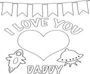Printable I Love You Daddy Rocket coloring pages