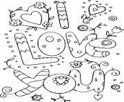 Printable I Love You Doodle coloring pages
