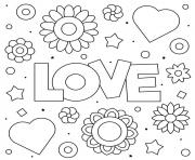Printable love flowers stars circles coloring pages
