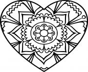 Printable Heart with Flower Patterns coloring pages