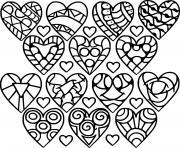 Printable Many Different Hearts coloring pages