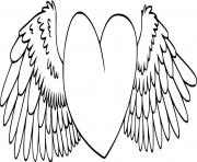 Printable Heart with Wings coloring pages