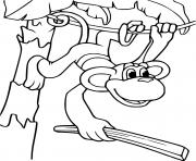 Printable Monkey Down by the Tree coloring pages