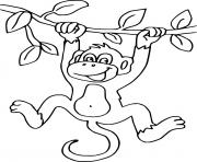 Printable Happy Monkey and Leaves coloring pages