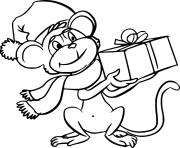 Printable Monkey Holds a Present coloring pages