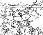 Printable Robot Monkey on the Tree coloring pages