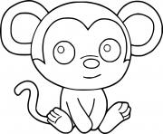 Printable Baby Monkey Sits on the Ground coloring pages