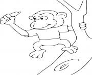 Printable Monkey Climbing a Tree coloring pages