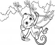 Printable Baby Monkey Holds Vines coloring pages
